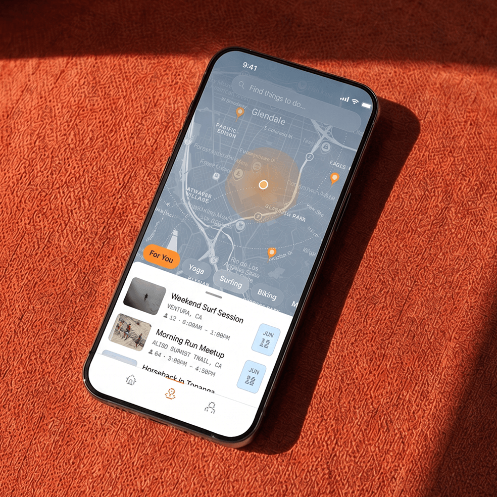 Running mobile app displaying a map