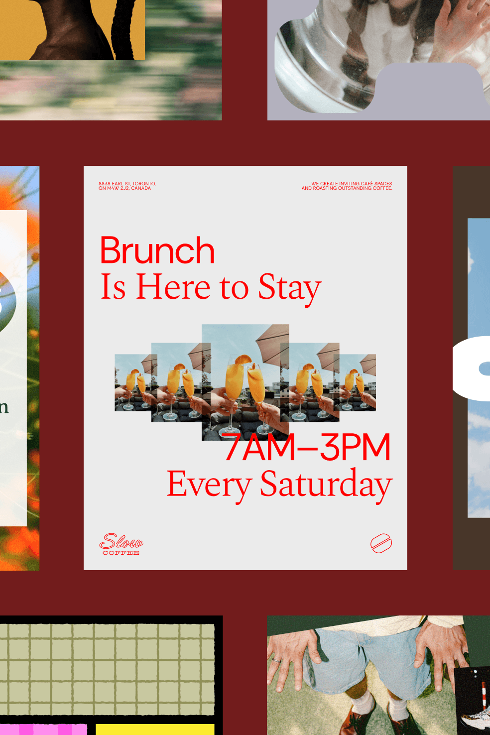 Social media graphic promoting brunch at a coffee shop
