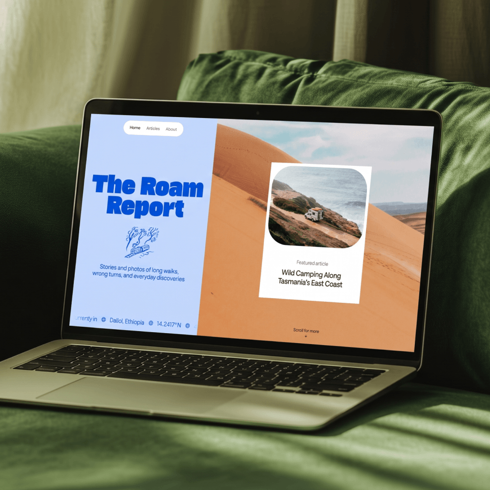 Laptop displaying a camping website