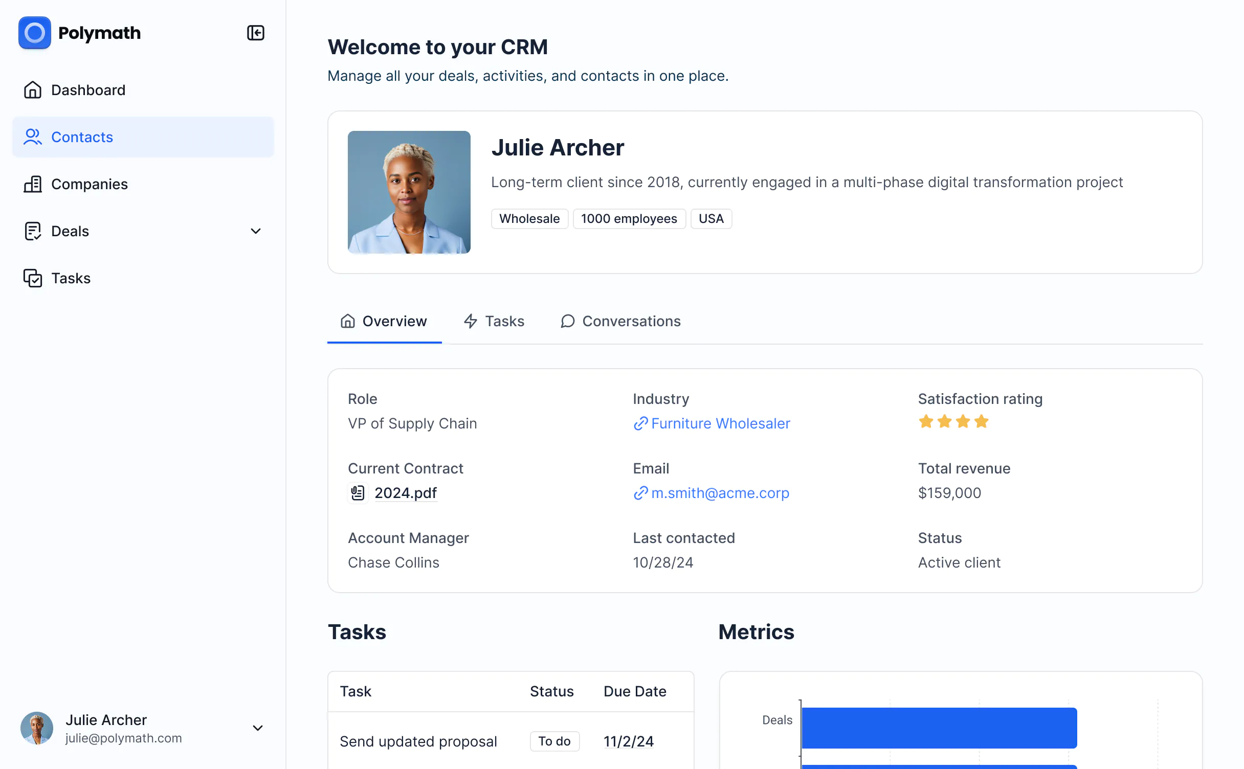 CRM app interface preview