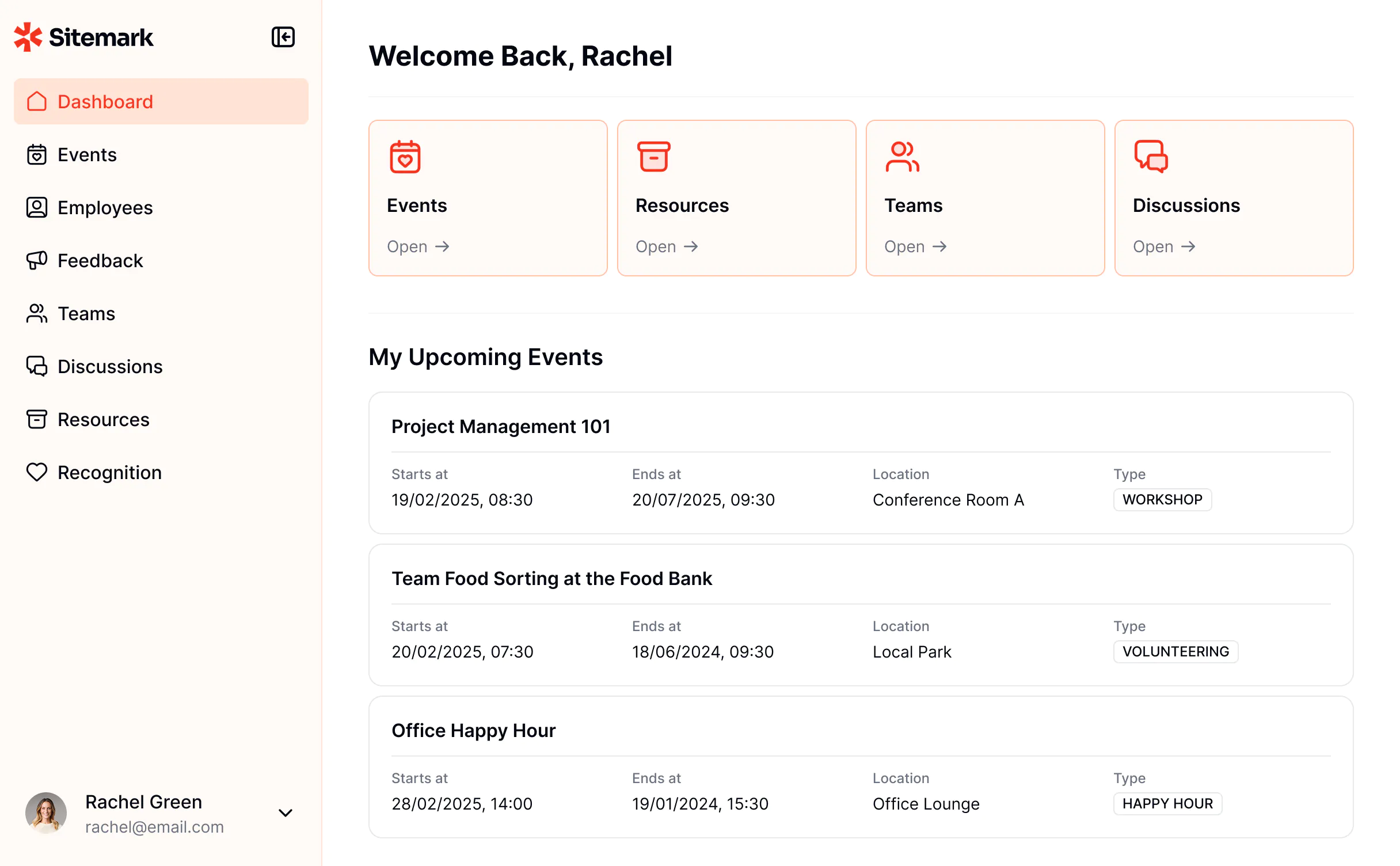 Company intranet app preview