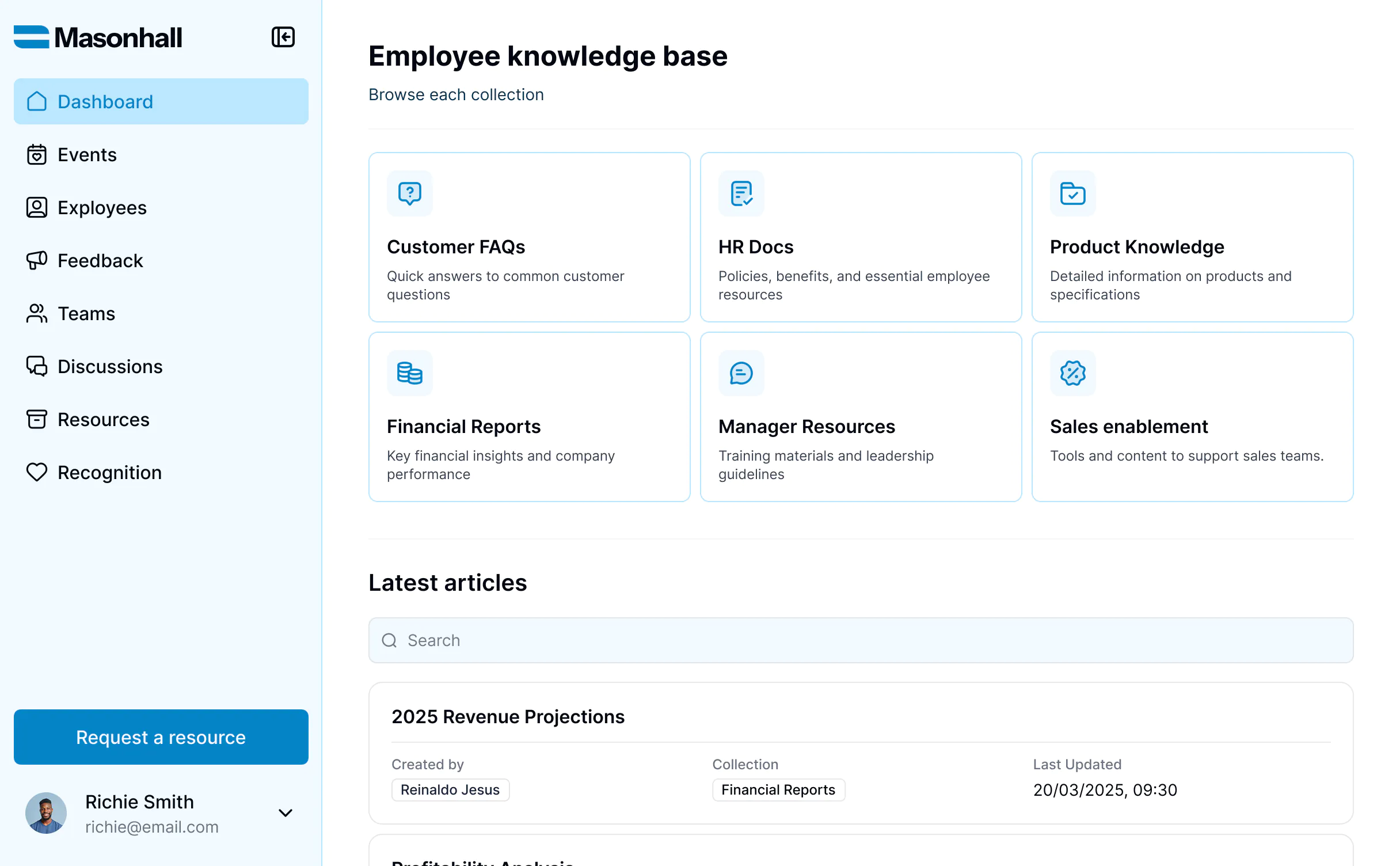 Knowledge management app preview